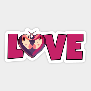 Unicorn Valentine Unicorns in Love Heart Sticker